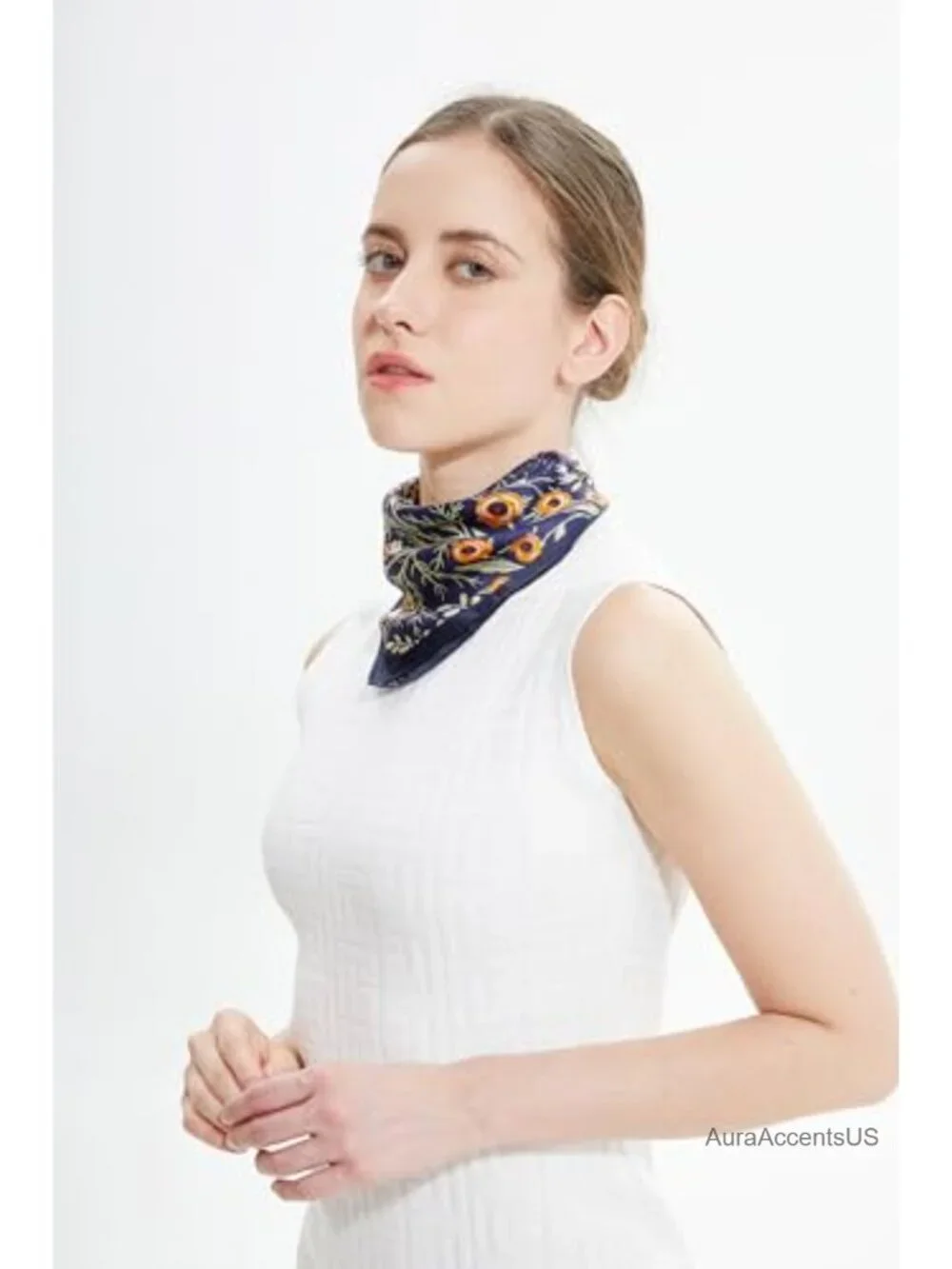 100% Mulberry Silk Small Square Scarf Lightweight Breathable Neck Scarf